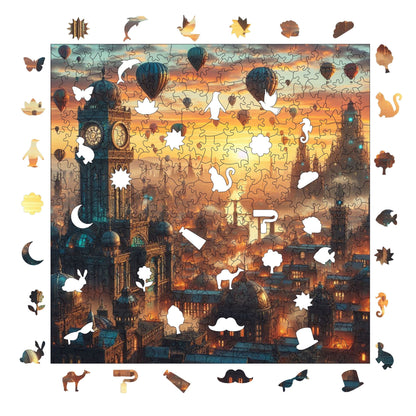 Holzpuzzle für Erwachsene, Balloon City Premium Puzzle, 353 Teile anspruchsvolles Holzpuzzle, 11,4"x11,4" (29x29 cm) einzigartige Form, Holzpuzzle für Erwachsene