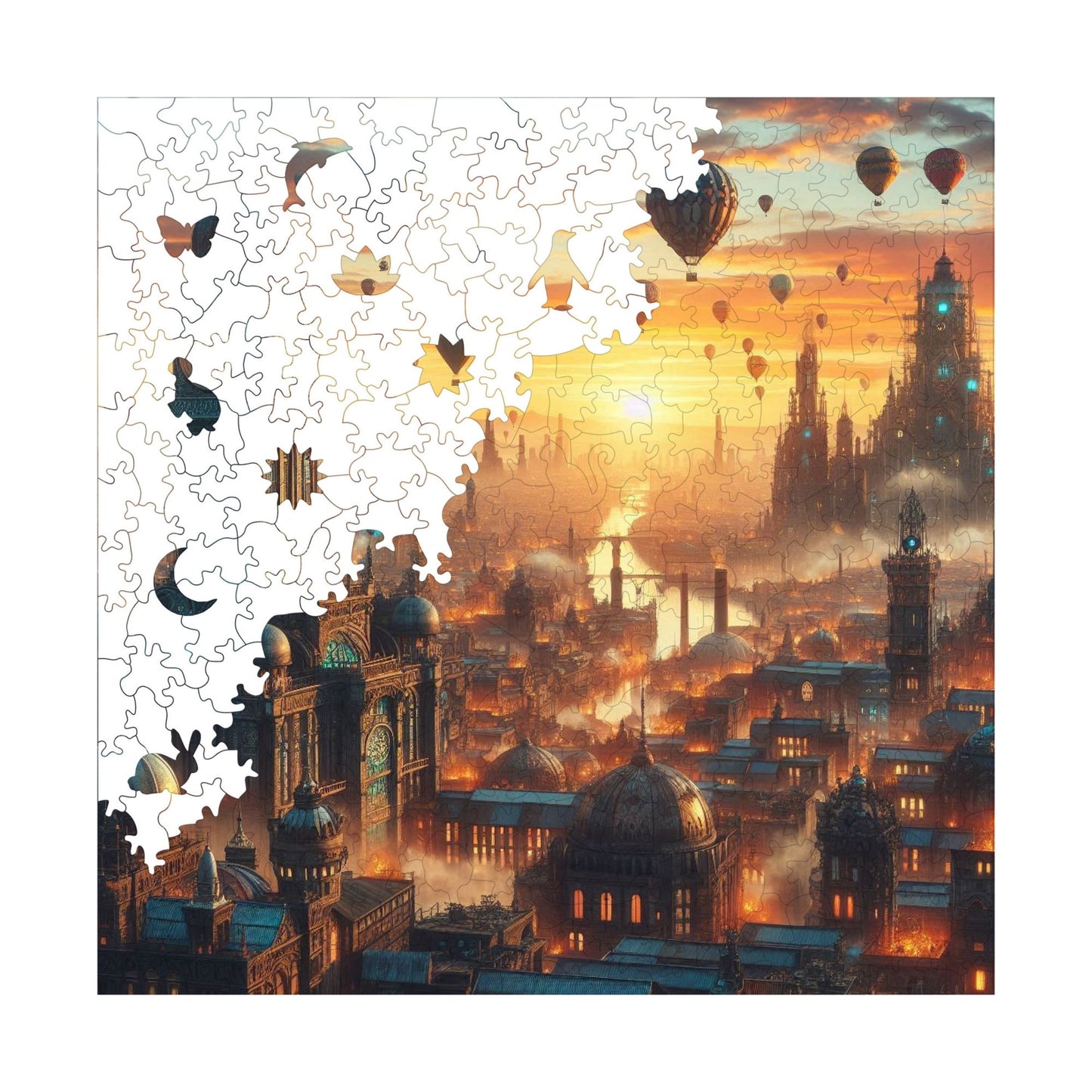 Holzpuzzle für Erwachsene, Balloon City Premium Puzzle, 353 Teile anspruchsvolles Holzpuzzle, 11,4"x11,4" (29x29 cm) einzigartige Form, Holzpuzzle für Erwachsene