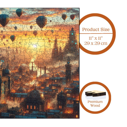 Holzpuzzle für Erwachsene, Balloon City Premium Puzzle, 353 Teile anspruchsvolles Holzpuzzle, 11,4"x11,4" (29x29 cm) einzigartige Form, Holzpuzzle für Erwachsene
