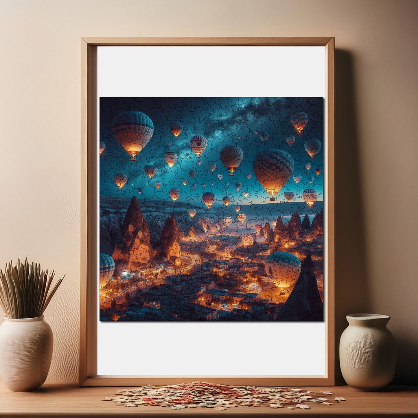 Holzpuzzle für Erwachsene, Magische Ballons von Kappadokien, Premium-Puzzle, 353 Teile, anspruchsvolles Holzpuzzle, 11,4"x11,4" (29x29 cm), einzigartige Form, Holzpuzzle für Erwachsene