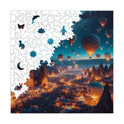 Holzpuzzle für Erwachsene, Magische Ballons von Kappadokien, Premium-Puzzle, 353 Teile, anspruchsvolles Holzpuzzle, 11,4"x11,4" (29x29 cm), einzigartige Form, Holzpuzzle für Erwachsene