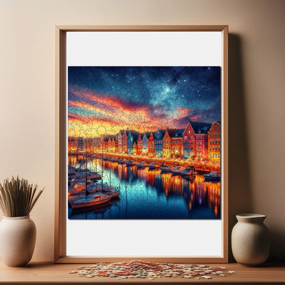 Holzpuzzle für Erwachsene, Peaceful Harbor View Premium Puzzle, 353 Teile anspruchsvolles Holzpuzzle, 11,4"x11,4" (29x29 cm) einzigartige Form, Holzpuzzle für Erwachsene