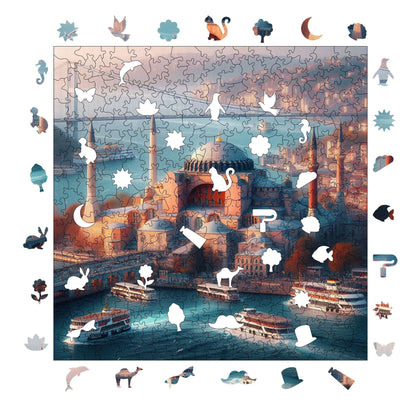 Holzpuzzle für Erwachsene, Hagia Sophia, Perle des Bosporus, Premium-Puzzle, 353 Teile, anspruchsvolles Holzpuzzle, 11,4"x11,4" (29 x 29 cm), einzigartige Form, Holzpuzzle für Erwachsene