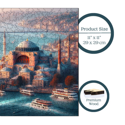Holzpuzzle für Erwachsene, Hagia Sophia, Perle des Bosporus, Premium-Puzzle, 353 Teile, anspruchsvolles Holzpuzzle, 11,4"x11,4" (29 x 29 cm), einzigartige Form, Holzpuzzle für Erwachsene