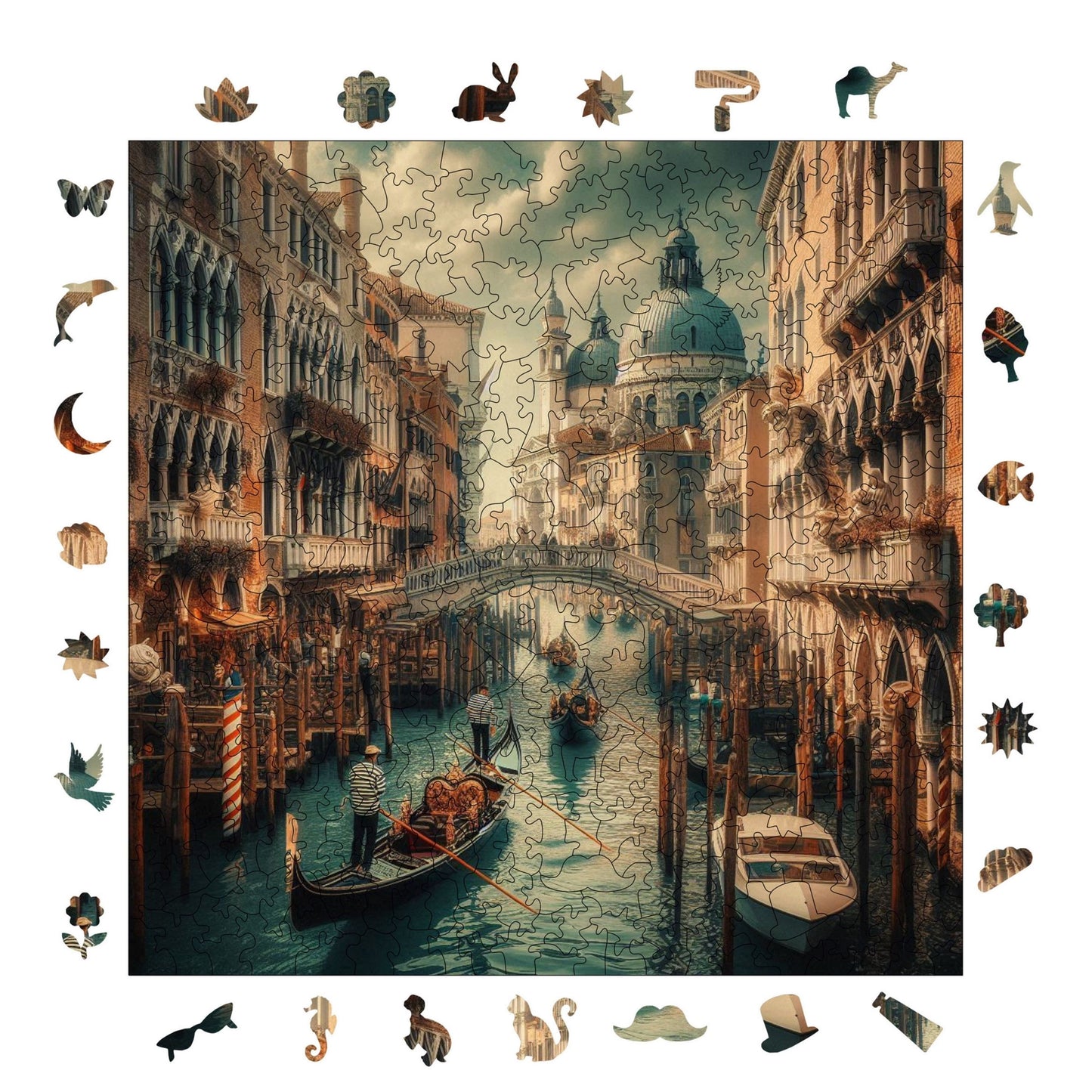 Holzpuzzle für Erwachsene, Abend in Venedig, Premium-Puzzle, 353 Teile, anspruchsvolles Holzpuzzle, 11,4"x11,4" (29 x 29 cm), einzigartige Form, Holzpuzzle für Erwachsene