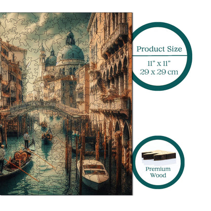 Holzpuzzle für Erwachsene, Abend in Venedig, Premium-Puzzle, 353 Teile, anspruchsvolles Holzpuzzle, 11,4"x11,4" (29 x 29 cm), einzigartige Form, Holzpuzzle für Erwachsene