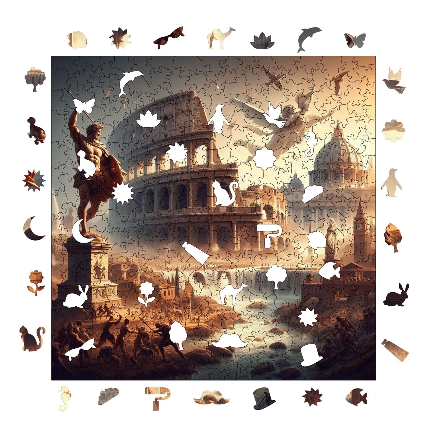 Holzpuzzle für Erwachsene, Antikes Rom Premium-Puzzle, 353 Teile anspruchsvolles Holzpuzzle, 11,4"x11,4" (29x29 cm) einzigartige Form, Holzpuzzle für Erwachsene