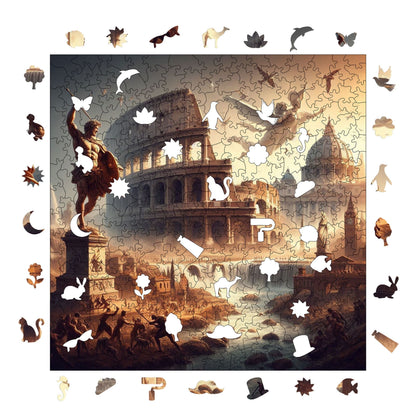 Holzpuzzle für Erwachsene, Antikes Rom Premium-Puzzle, 353 Teile anspruchsvolles Holzpuzzle, 11,4"x11,4" (29x29 cm) einzigartige Form, Holzpuzzle für Erwachsene