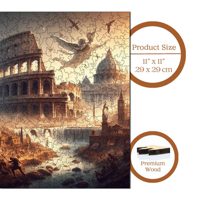 Holzpuzzle für Erwachsene, Antikes Rom Premium-Puzzle, 353 Teile anspruchsvolles Holzpuzzle, 11,4"x11,4" (29x29 cm) einzigartige Form, Holzpuzzle für Erwachsene