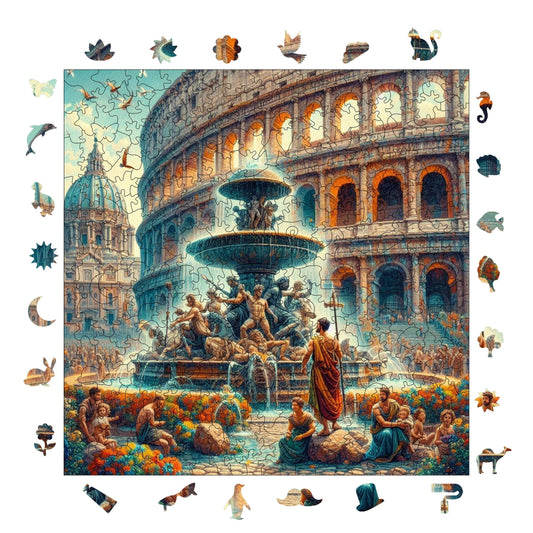 Yetişkinler İçin Ahşap Puzzle, Efsanevi Roma Premium Puzzle, 353 Parça Zorlu Ahşap Yapboz, 11,4"x11,4" (29x29 cm) Benzersiz Şekil, Yetişkinler İçin Ahşap Yapbozlar