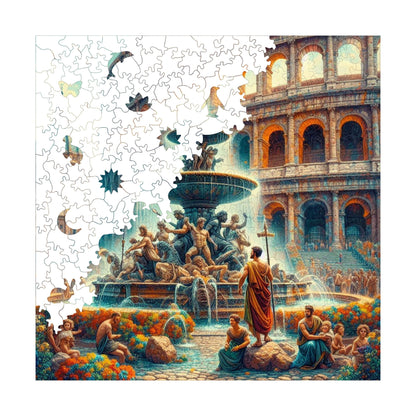 Holzpuzzle für Erwachsene, Legendäres Rom Premium-Puzzle, 353 Teile anspruchsvolles Holzpuzzle, 11,4"x11,4" (29x29 cm) einzigartige Form, Holzpuzzle für Erwachsene