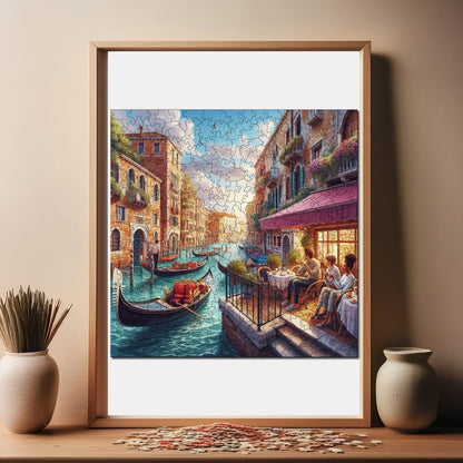 Holzpuzzle für Erwachsene, Nachmittag in Venedig Premium-Puzzle, 353 Teile anspruchsvolles Holzpuzzle, 11,4"x11,4" (29x29 cm) einzigartige Form, Holzpuzzle für Erwachsene