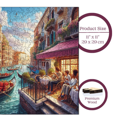 Holzpuzzle für Erwachsene, Nachmittag in Venedig Premium-Puzzle, 353 Teile anspruchsvolles Holzpuzzle, 11,4"x11,4" (29x29 cm) einzigartige Form, Holzpuzzle für Erwachsene