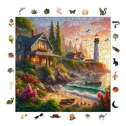 Deniz Feneri ve Taş Ev - Ahşap Puzzle