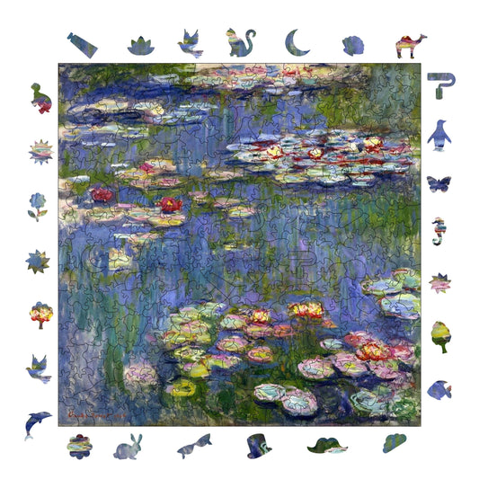 Yetişkinler İçin Ahşap Puzzle, Claude Monet Nilüferler Premium Puzzle, 353 Parça Zorlu Ahşap Yapboz, 11,4"x11,4" (29x29 cm) Benzersiz Şekil, Yetişkinler İçin Ahşap Yapbozlar