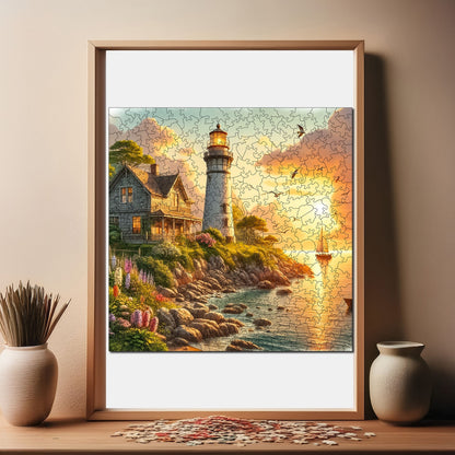 Sunset at the Lighthouse – Wooden Jigsaw Puzzle