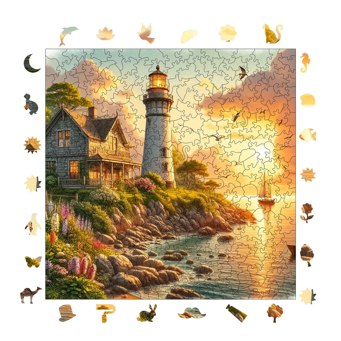 Sunset at the Lighthouse – Wooden Jigsaw Puzzle