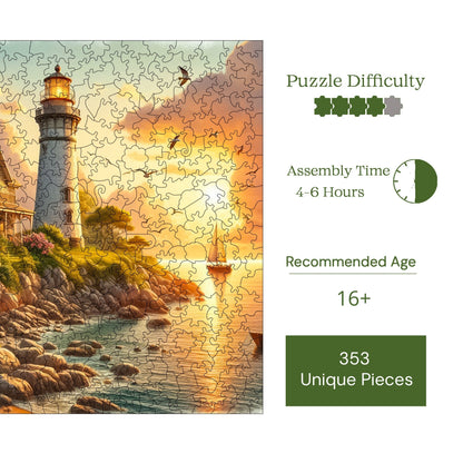 Sunset at the Lighthouse – Wooden Jigsaw Puzzle
