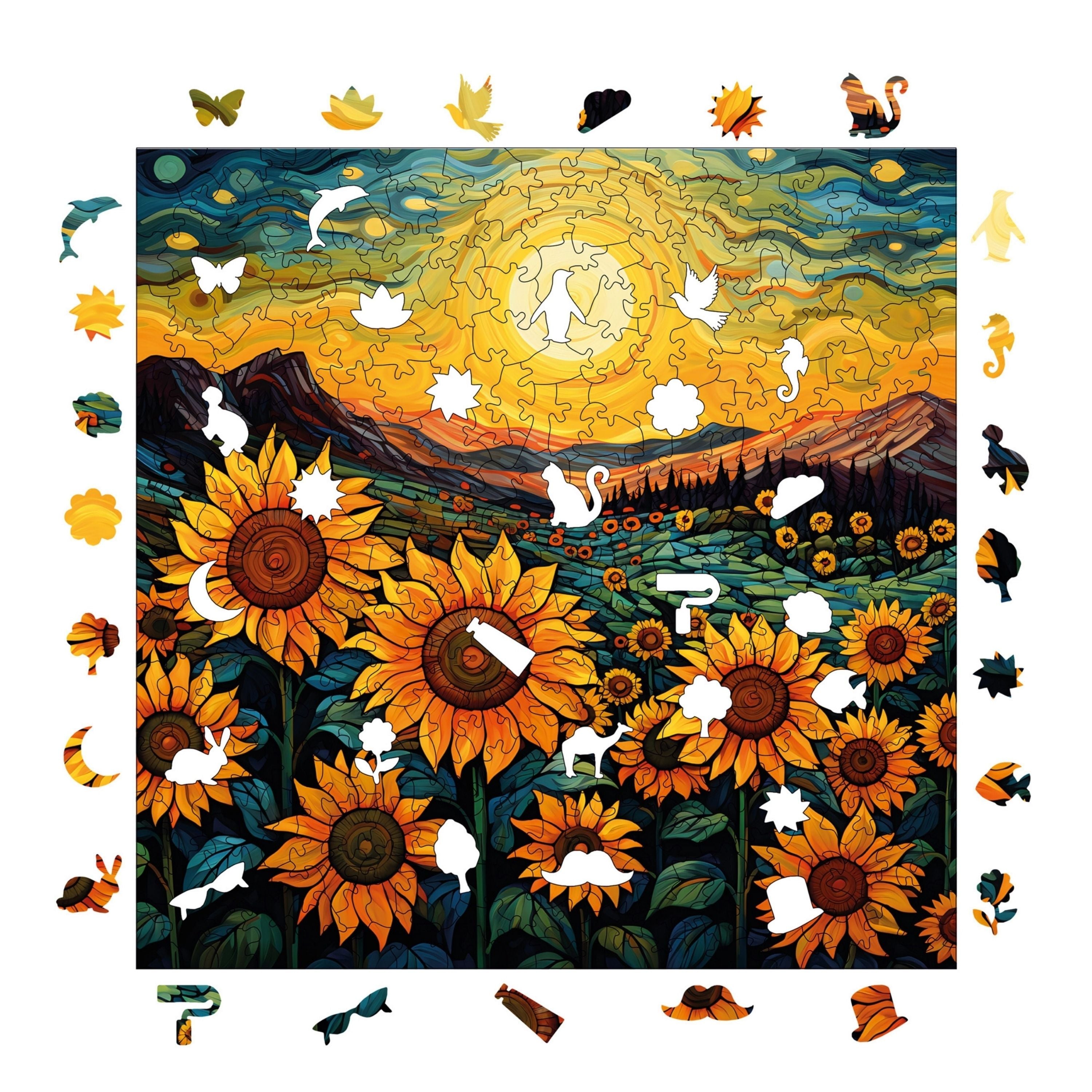 Günebakan Tarlasında Akşamüstü - Ahşap Puzzle