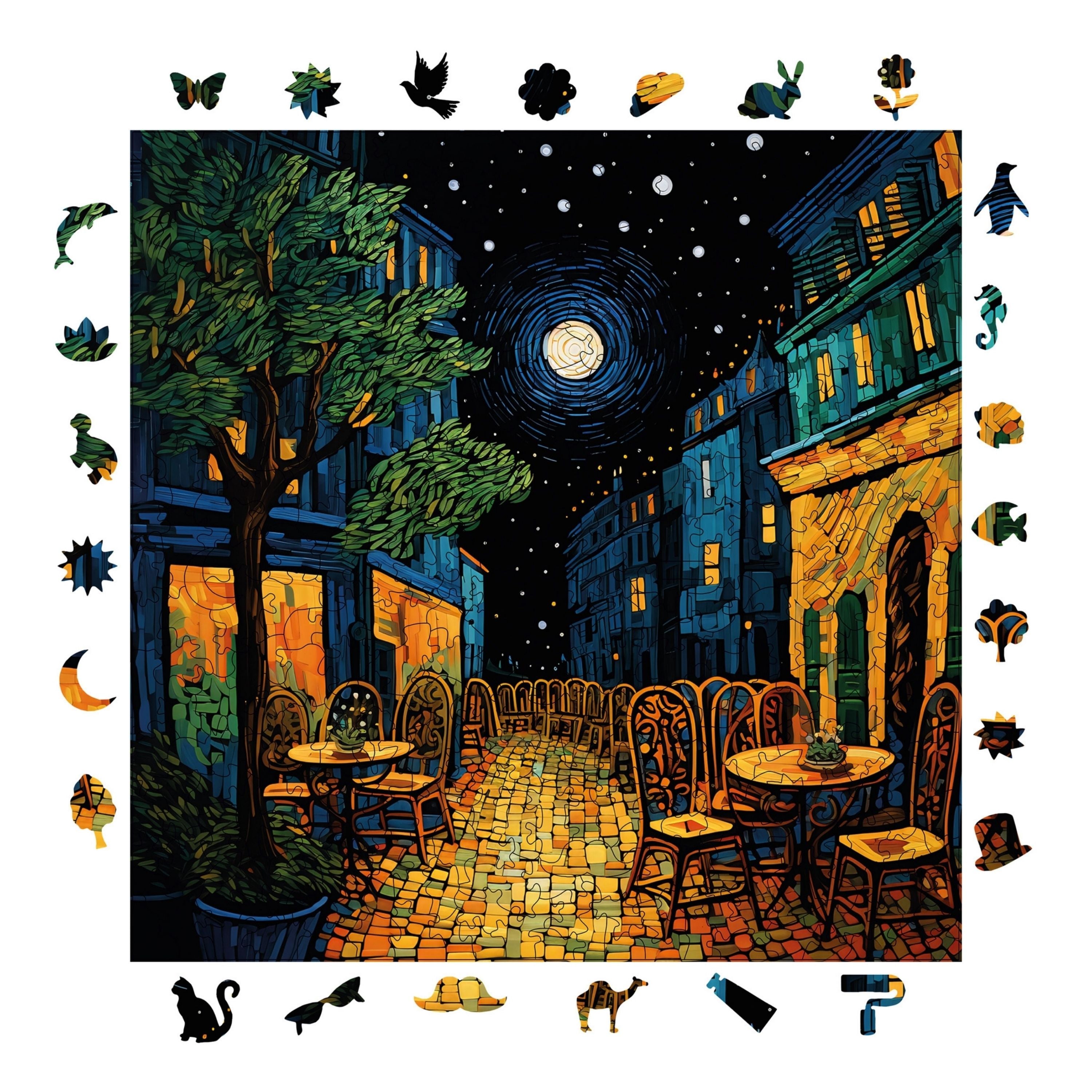 Van Gogh Kafe Terasta Gece - Ahşap Puzzle