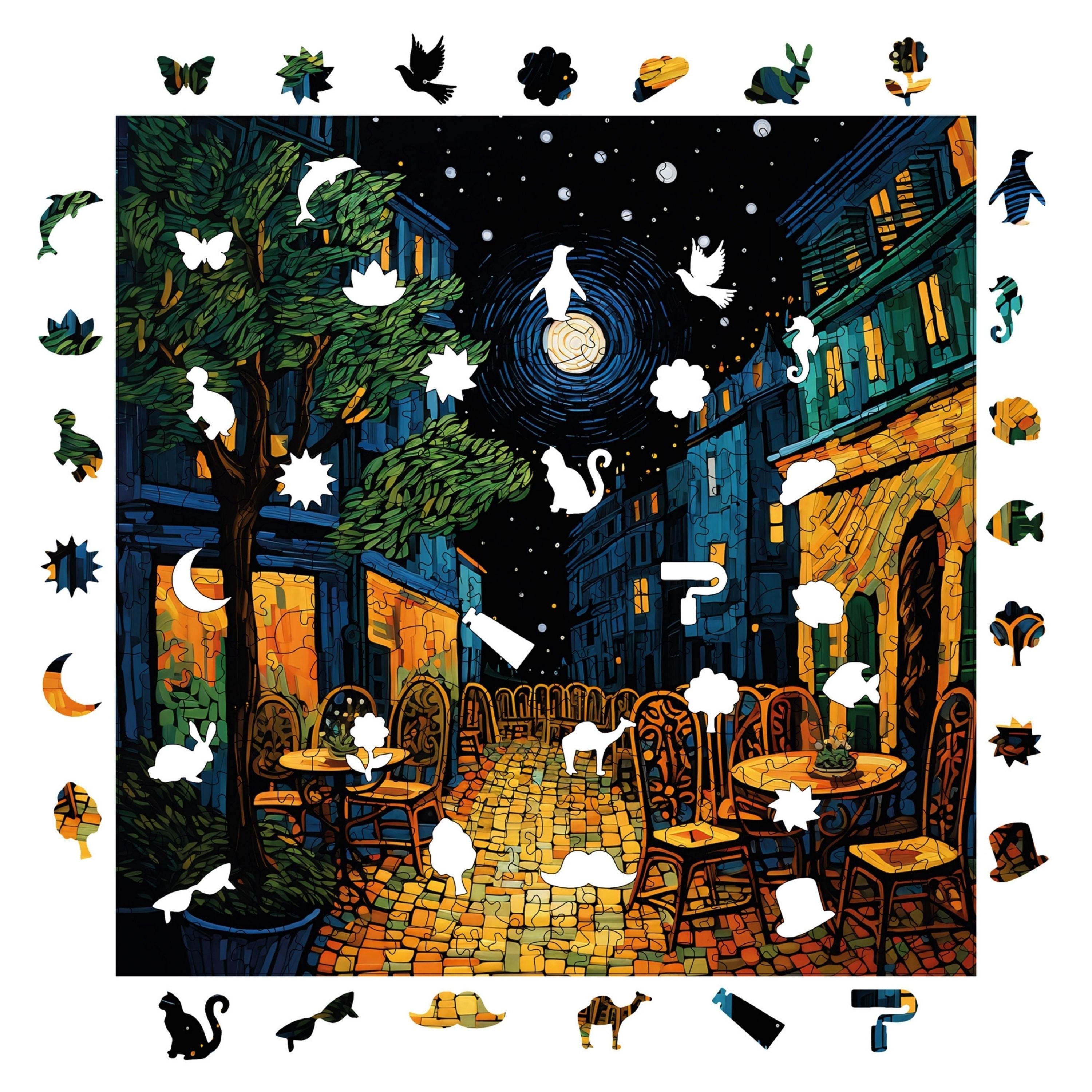 Van Gogh Kafe Terasta Gece - Ahşap Puzzle