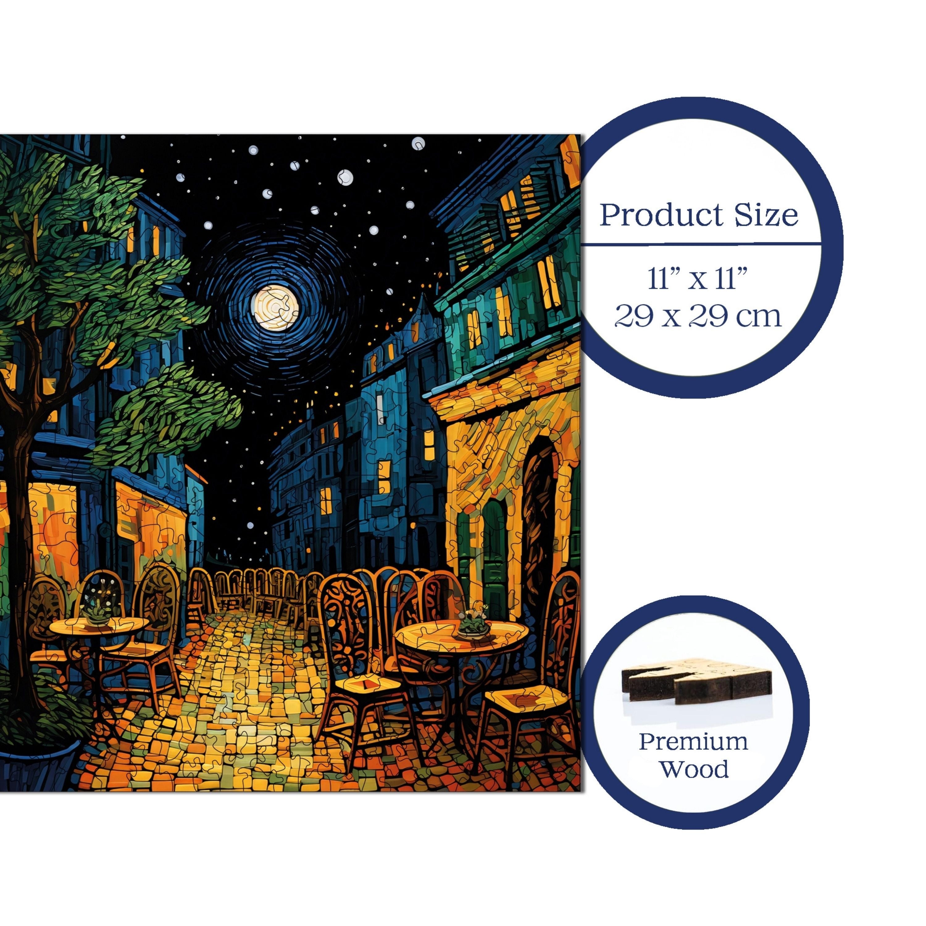Van Gogh Kafe Terasta Gece - Ahşap Puzzle