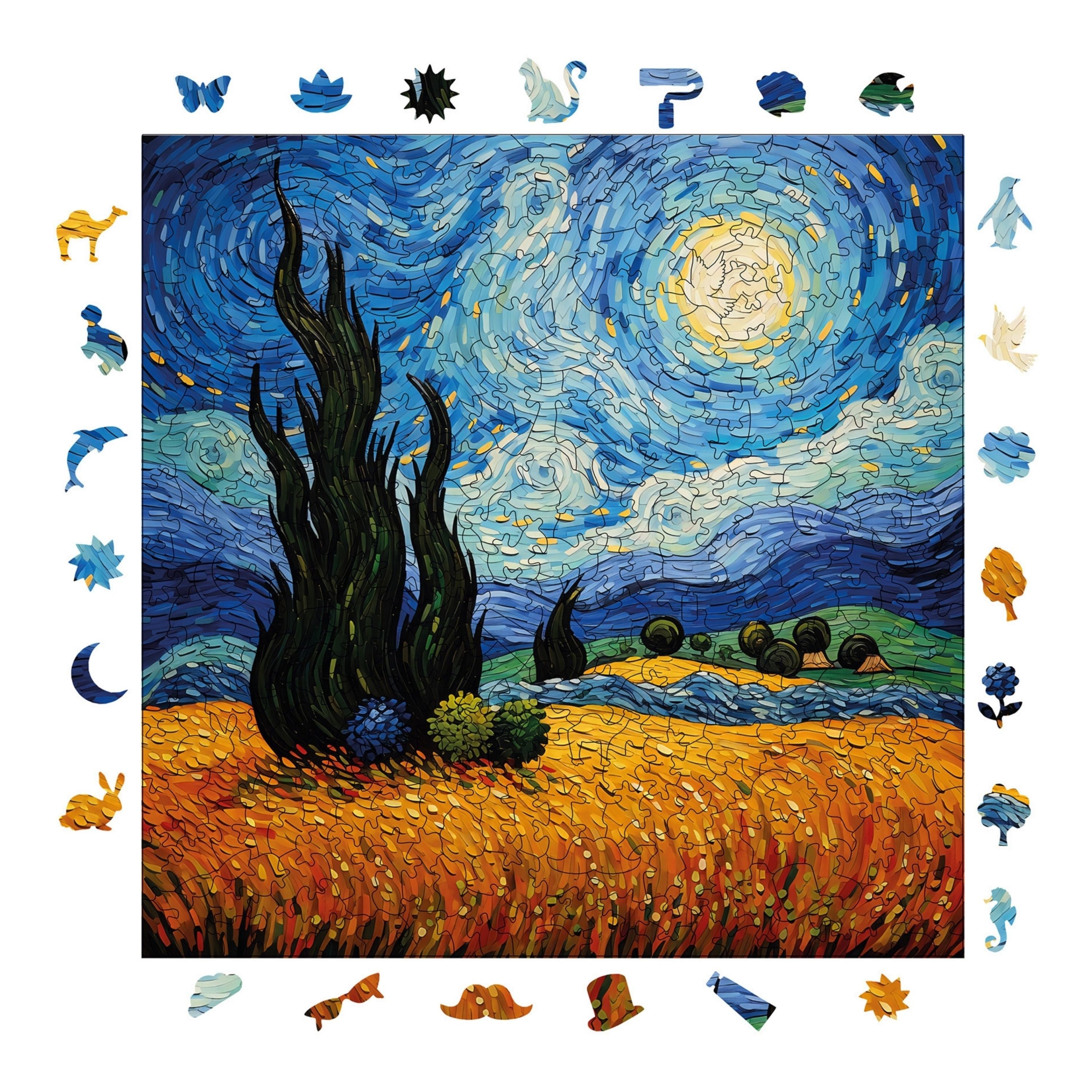 Van Gogh Yıldızlı Gece Reprodüksiyonu - Ahşap Puzzle