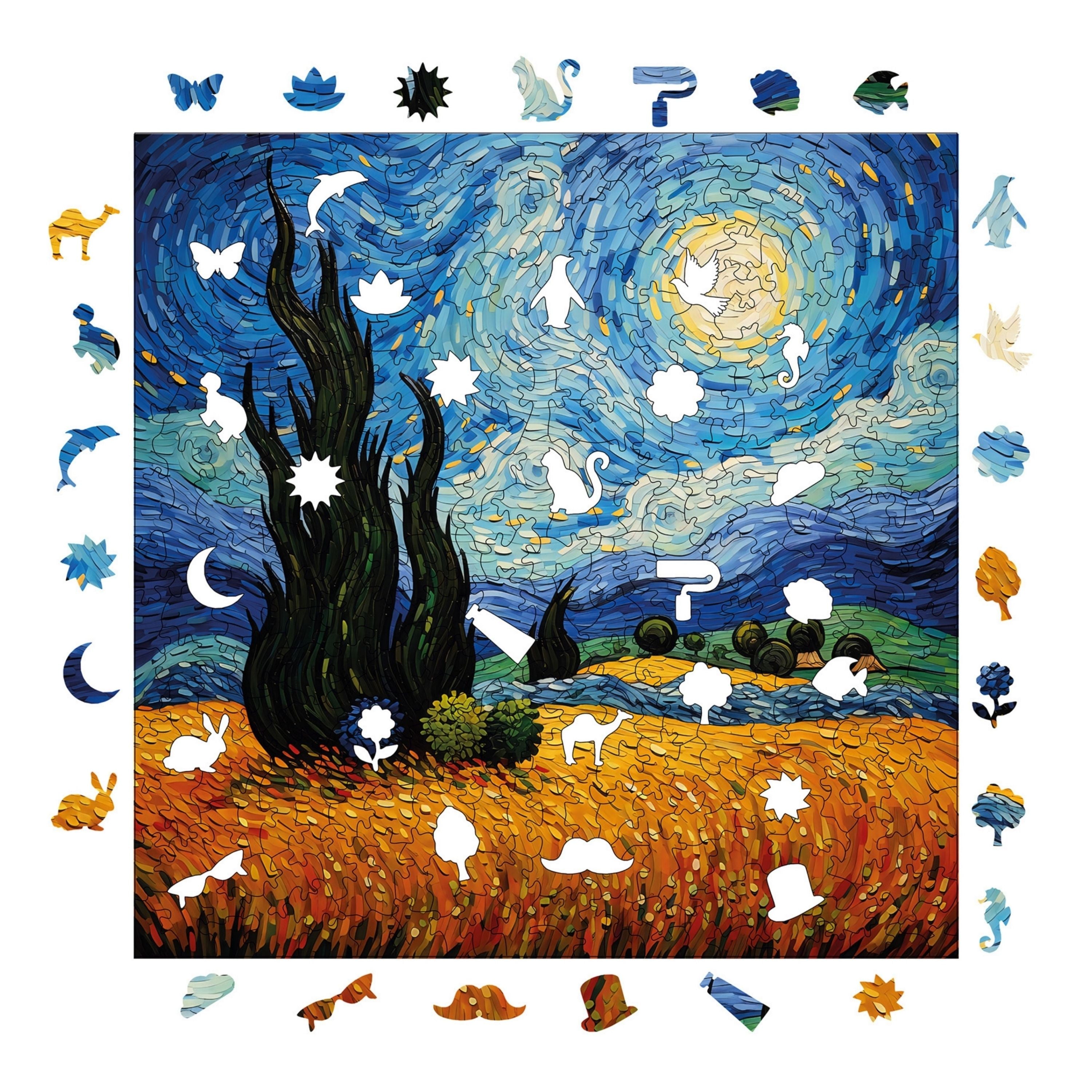 Van Gogh Yıldızlı Gece Reprodüksiyonu - Ahşap Puzzle