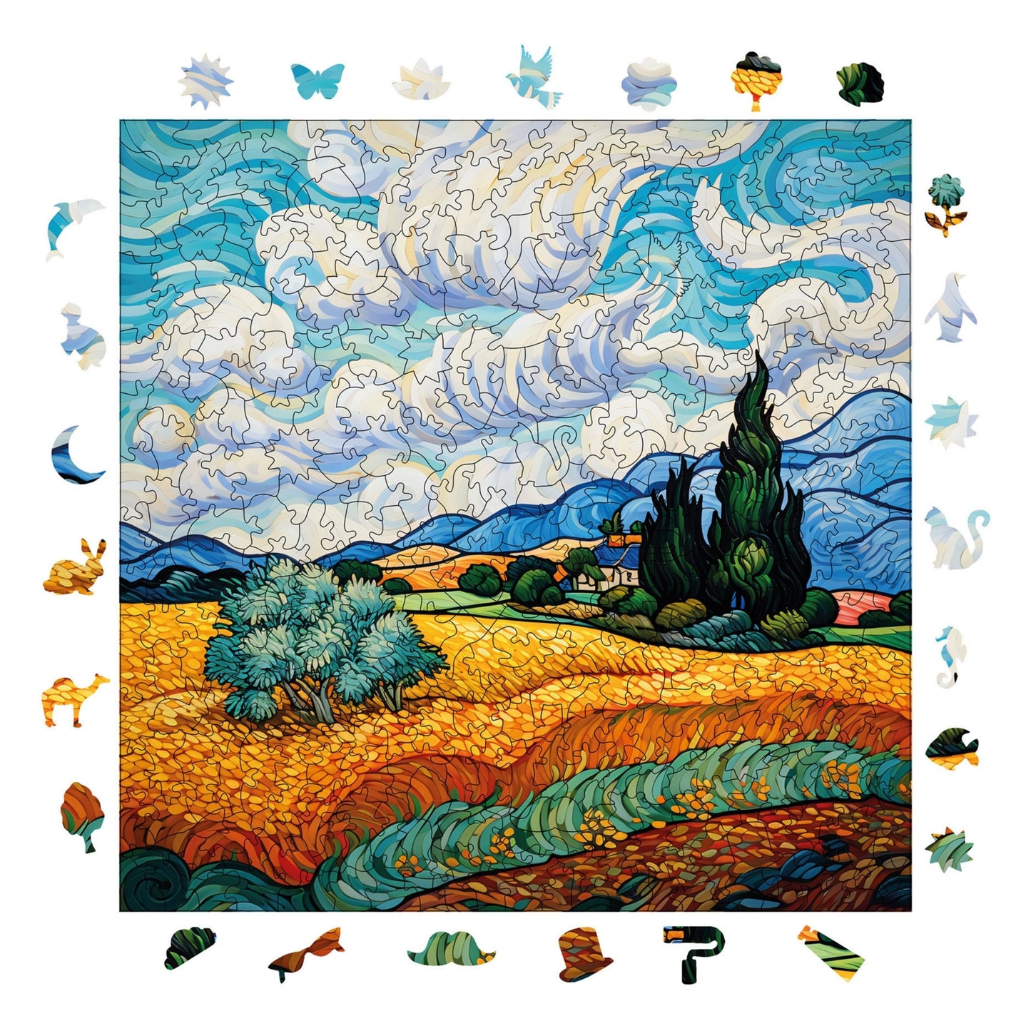 Van Gogh “Wheat Field with Cypresses” Reproduction – Wooden Jigsaw Puzzle