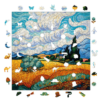 Van Gogh “Wheat Field with Cypresses” Reproduction – Wooden Jigsaw Puzzle