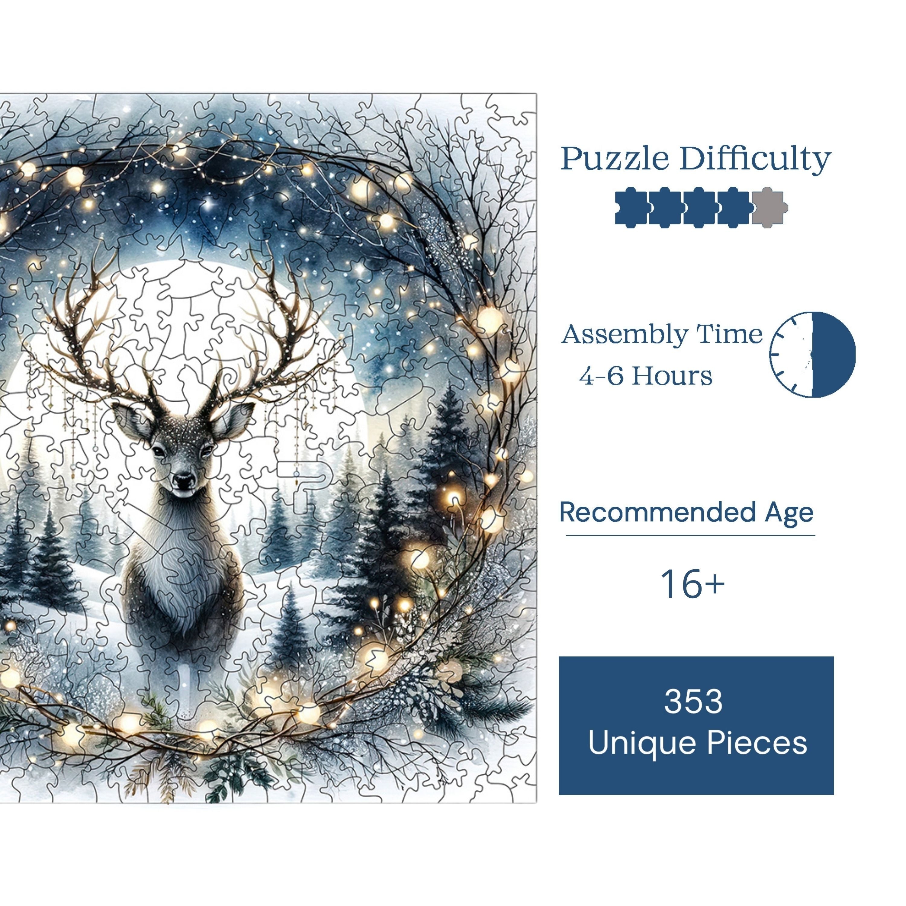 Gümüş Ayın Altındaki Geyik - Ahşap Puzzle