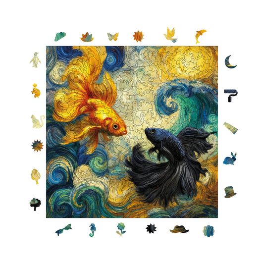 Yetişkinler İçin Ahşap Puzzle, Dalgaların Ruhu Premium Puzzle, 353 Parça Zorlu Ahşap Yapboz, 11,4"x11,4" (29x29 cm) Benzersiz Şekil, Yetişkinler İçin Ahşap Yapbozlar