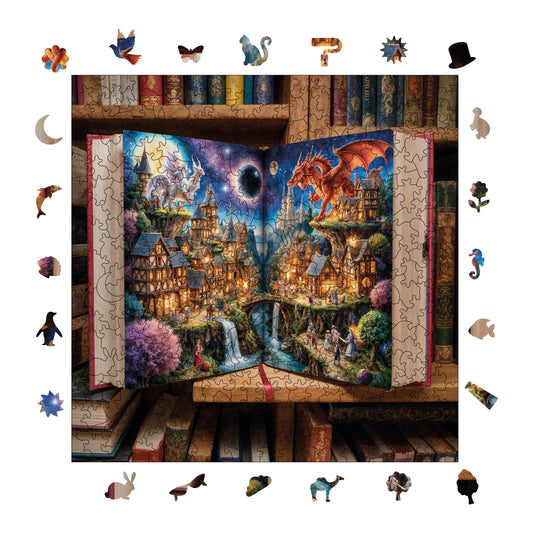 Yetişkinler İçin Ahşap Puzzle, Masal Kapısı Premium Puzzle, 353 Parça Zorlu Ahşap Yapboz, 11,4"x11,4" (29x29 cm) Benzersiz Şekil, Yetişkinler İçin Ahşap Yapbozlar