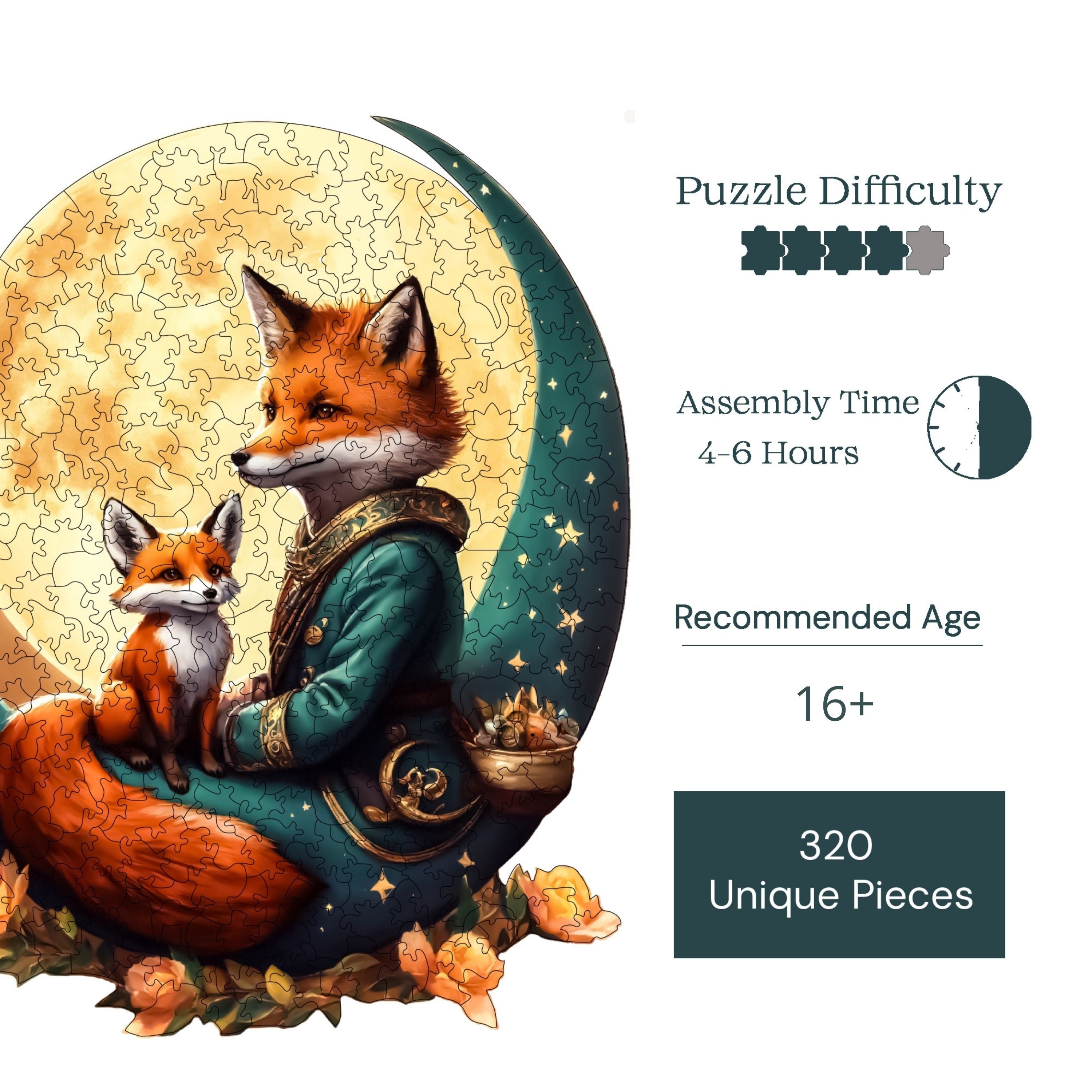 Tilki ve Ayın Dansı - Ahşap Puzzle