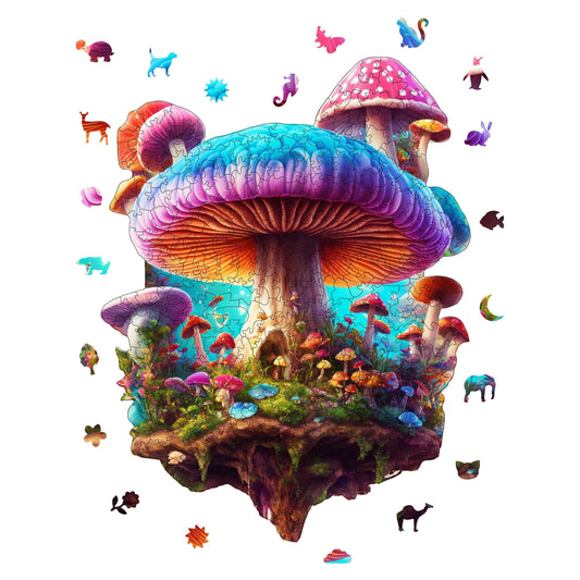 Yetişkinler İçin Ahşap Puzzle, Mantar Adası Premium Puzzle, 290 Parça Zorlu Ahşap Yapboz, 11,4"x15" (29x38 cm) Benzersiz Şekil, Yetişkinler İçin Ahşap Yapbozlar