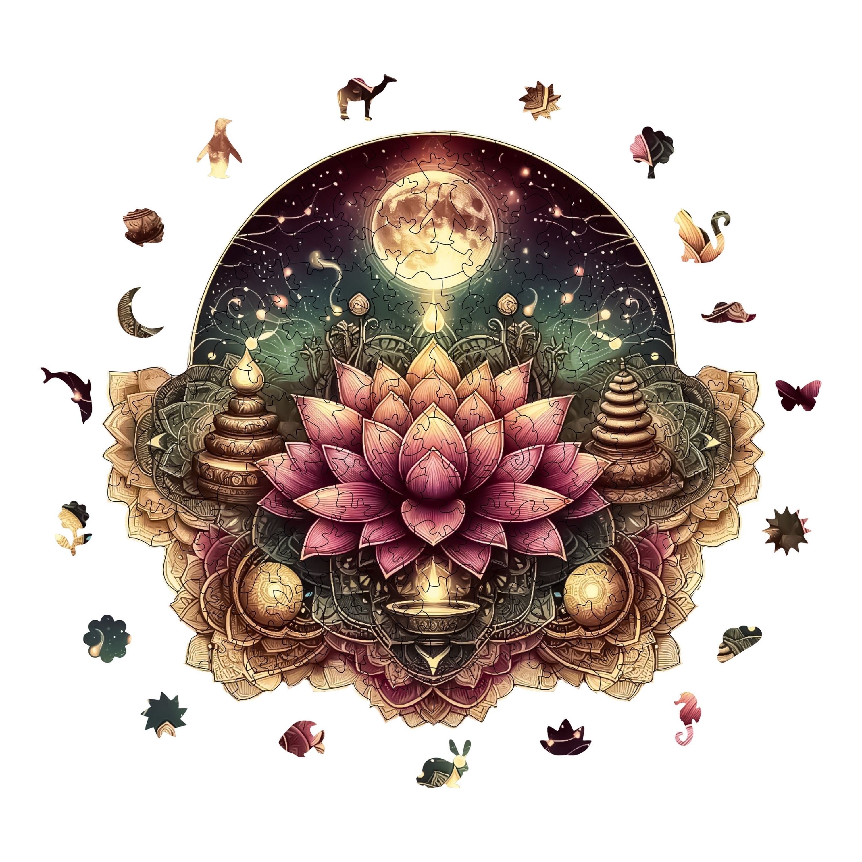 Yıldızlı Lotus Mandala – Ahşap Yapboz