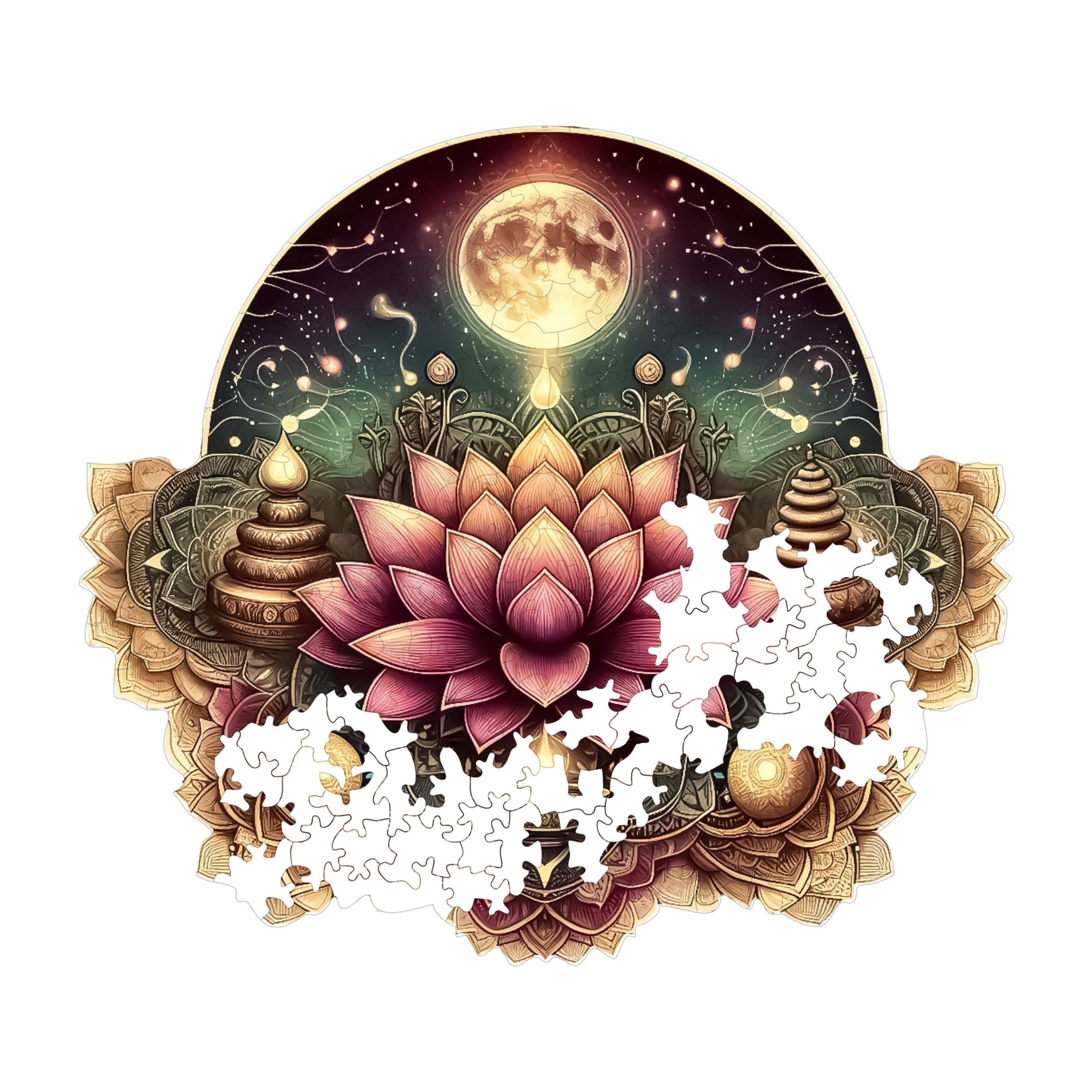 Yıldızlı Lotus Mandala - Ahşap Puzzle