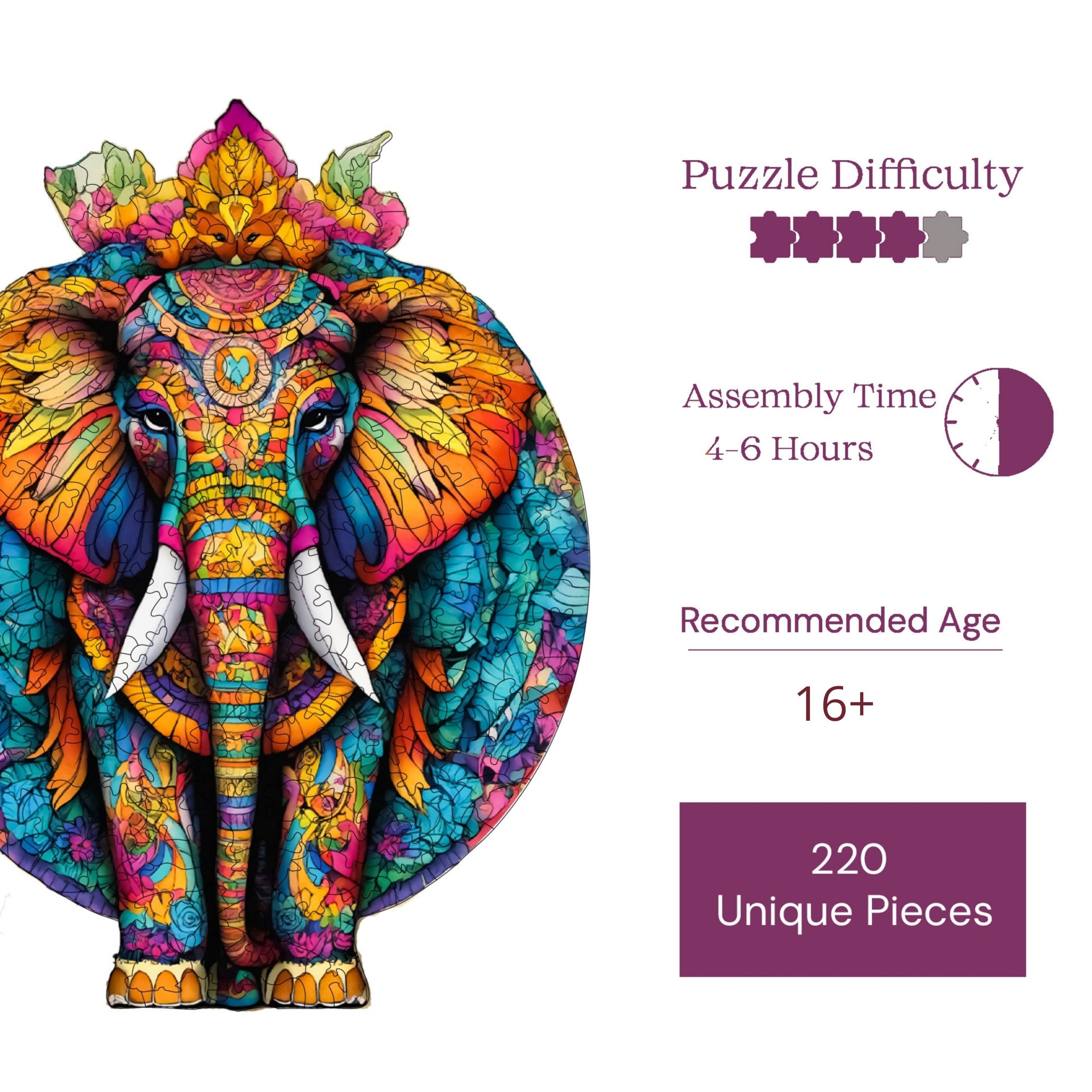 Mandala Fil - Ahşap Puzzle