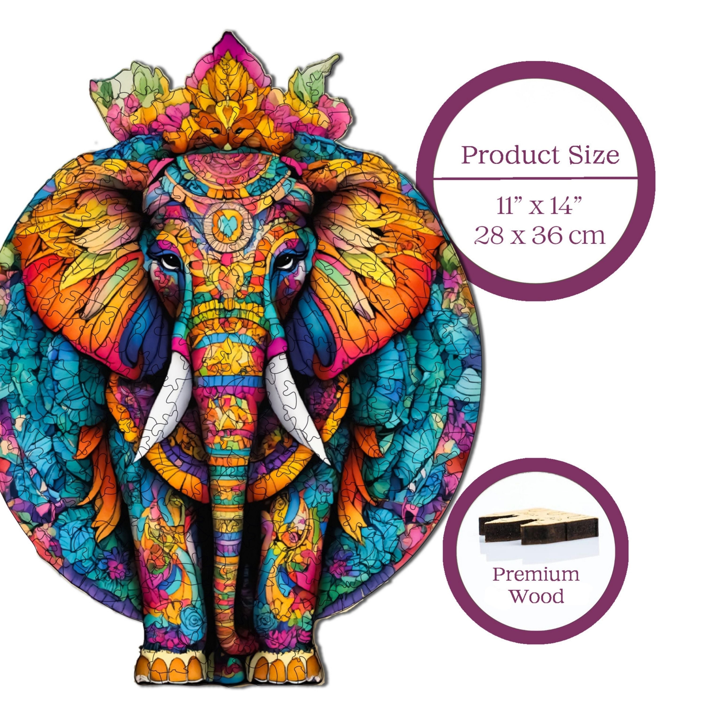 Mandala Fil - Ahşap Puzzle