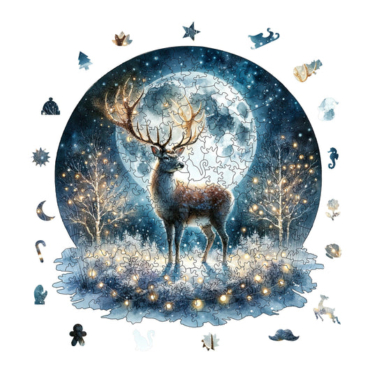 Yetişkinler İçin Ahşap Puzzle, Geyik Premium Puzzle, 260 Parça Zorlu Ahşap Yapboz, 11,4"x11,8" (29x30 cm) Benzersiz Şekil, Yetişkinler İçin Ahşap Yapbozlar