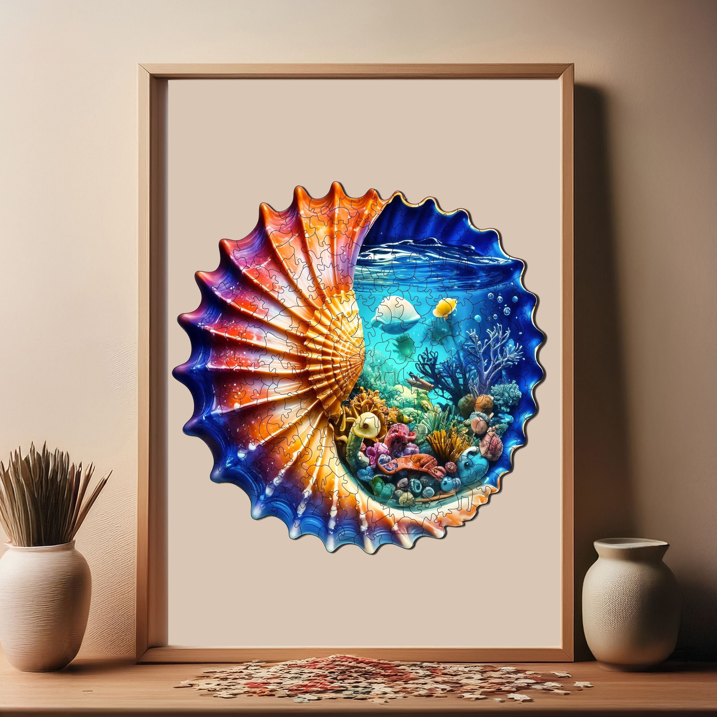 Deniz Kabuğundaki Okyanus - Ahşap Puzzle