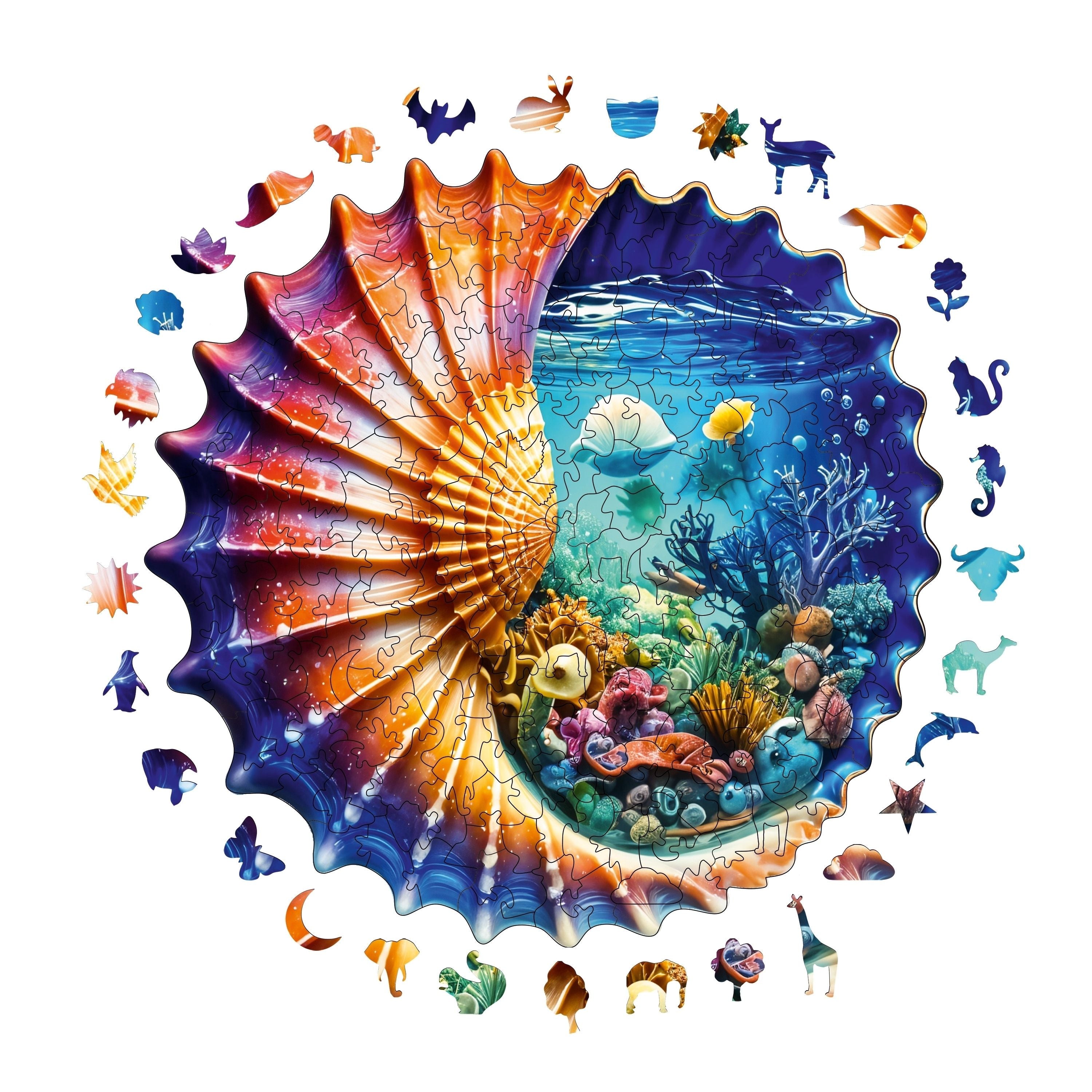 Deniz Kabuğundaki Okyanus - Ahşap Puzzle