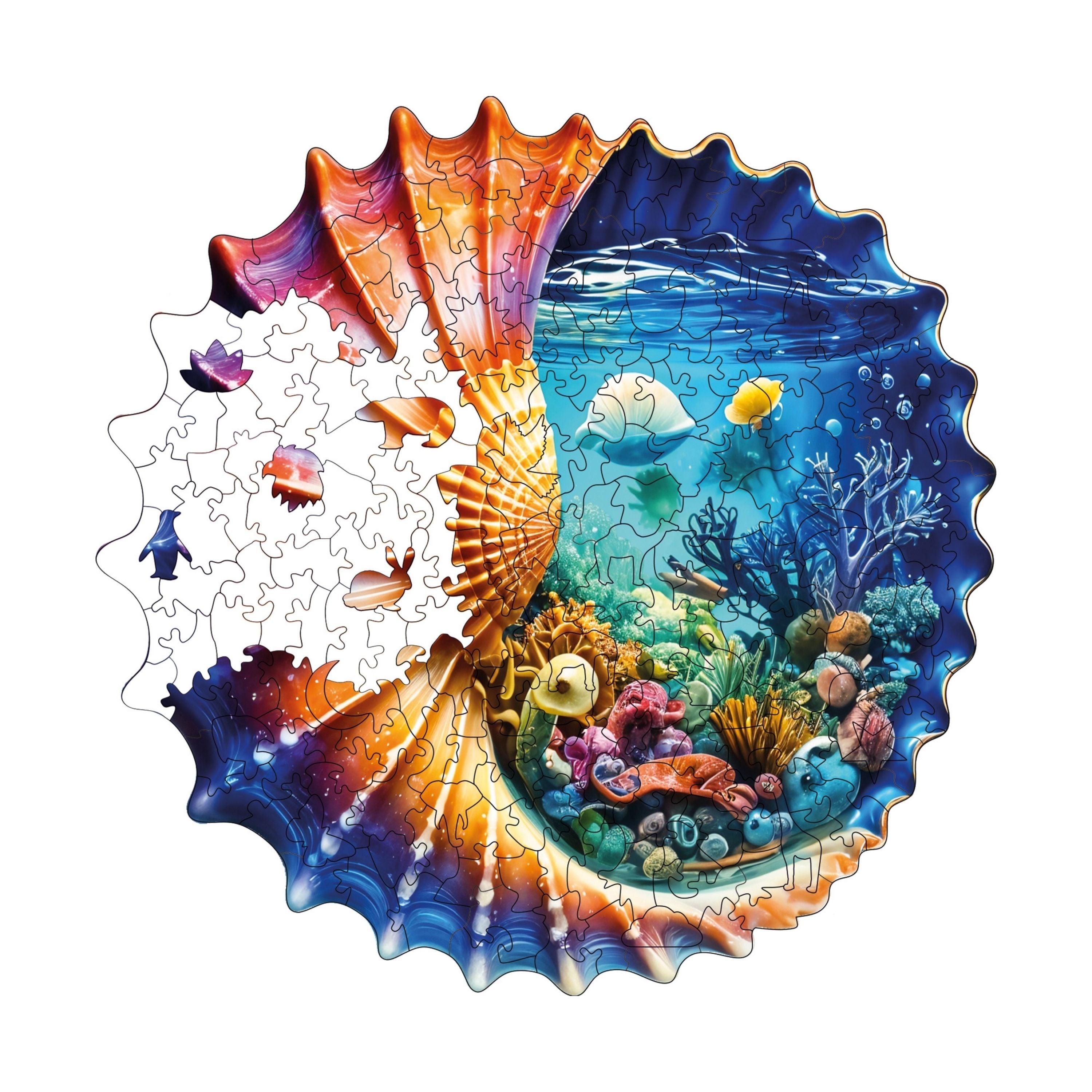 Deniz Kabuğundaki Okyanus - Ahşap Puzzle