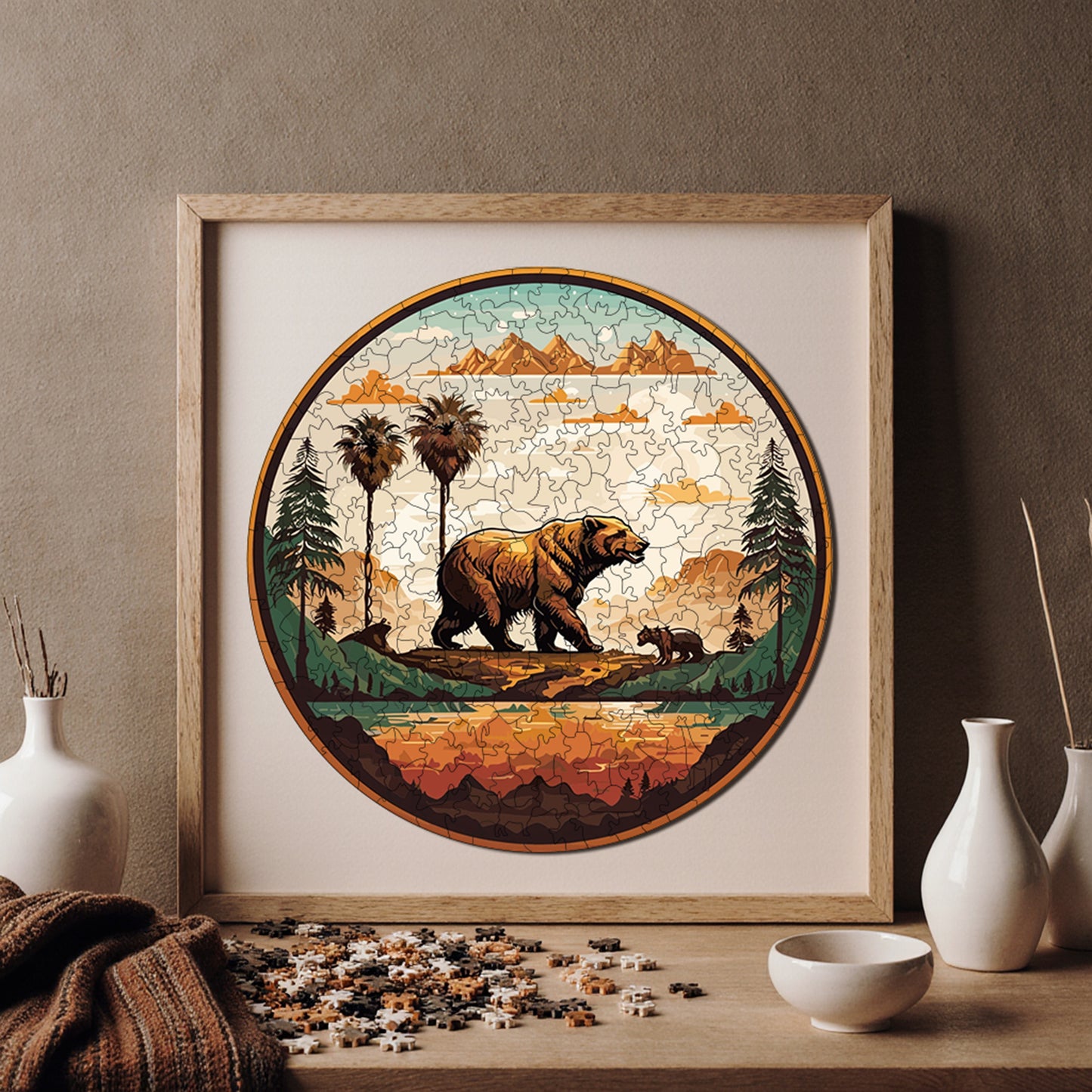 Yetişkinler İçin Ahşap Puzzle, Koca Ayı Premium Puzzle, 252 Parça Zorlu Ahşap Yapboz, 11,4"x11,4" (29x29 cm) Benzersiz Şekil, Yetişkinler İçin Ahşap Yapboz