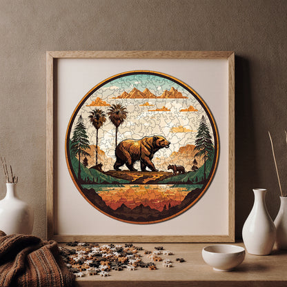 Yetişkinler İçin Ahşap Puzzle, Koca Ayı Premium Puzzle, 252 Parça Zorlu Ahşap Yapboz, 11,4"x11,4" (29x29 cm) Benzersiz Şekil, Yetişkinler İçin Ahşap Yapboz